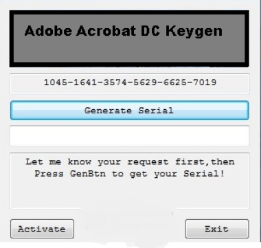 Adobe acrobat key code